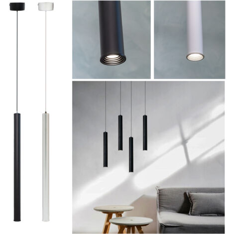 LAMPADARIO APPLIQUE A SOSPENSIONE DI FORMA CILINDRICA 3W 300 LUMEN COLORE BIANCO - NERO - Colore Luce: Bianco Naturale \ Colore: Bianco