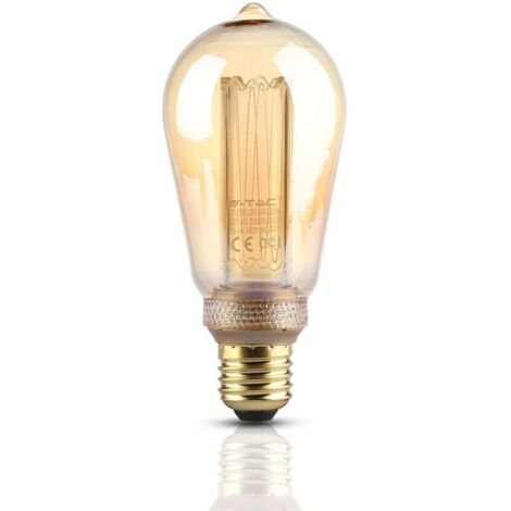 V-TAC VT-2185 LAMPADINA LED E27 4W BULB ST64 AMBRATA CON INCISIONI LASER - SKU 7474 (1/5)