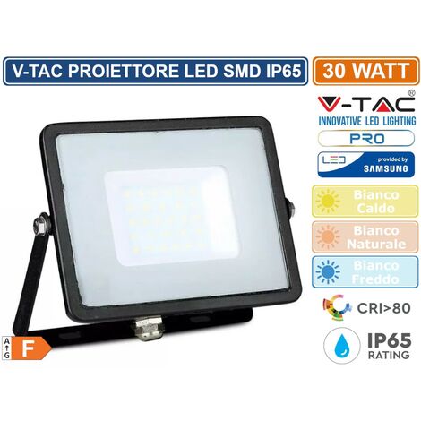 Faro LED SMD Chip Samsung 30W Colore Nero 6400K IP65