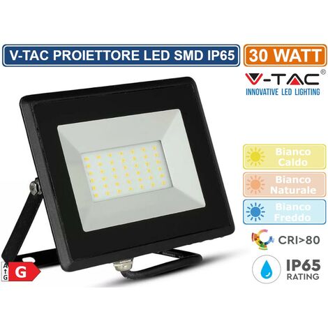 V-TAC VT-4031 Faro LED SMD 30W E-Series Colore Nero IP65 Bianco caldo - 3000K