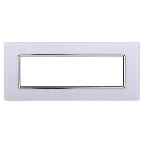 Ettroit placca compatibile Bticino Livinglight 7 moduli vetro colore bianco - LN84701