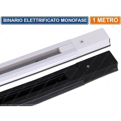UNIVERSO BINARIO ELETTRIFICATO MONOFASE INNESTO A SCORRIMENTO 1 METRO PER LAMPADE LED - Colore: Nero