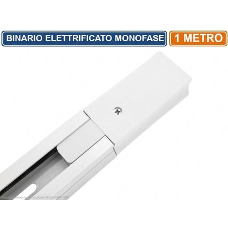 Binario monofase per faro faretti led pista guida track bianco nero 1 m 2  metri 220