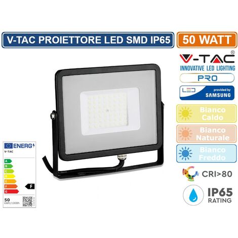 V-TAC PRO VT-50 FARO LED SMD 50W ULTRASOTTILE CHIP SAMSUNG DA ESTERNO COLORE NERO - SKU 21406 / 21407 / 21408 - Colore Luce: Bianco Naturale