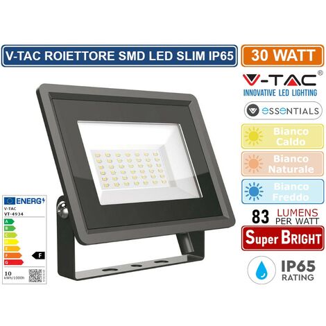 V-TAC VT-4934-B ESSENTIALS SERIES FARO LED SMD 30W ULTRA SOTTILE DA ESTERNO COLORE NERO - SKU 6743 / 6744 / 6745 - Colore Luce: Bianco Freddo