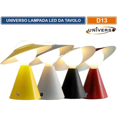 LAMPADA DA TAVOLO MODERNA CON PORTALAMPADA PER LAMPADINE E27 GIALLA BIANCA NERA ROSSA - Colore: Nero (1/5)