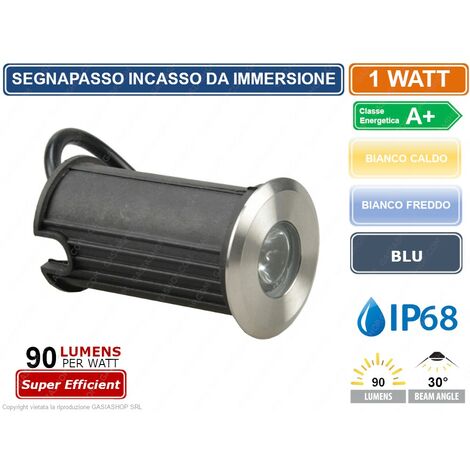 FARETTO LED DA INCASSO AD IMMERSIONE SEGNAPASSO CALPESTABILE 1W  IP68 - Colore Luce: Bianco Freddo