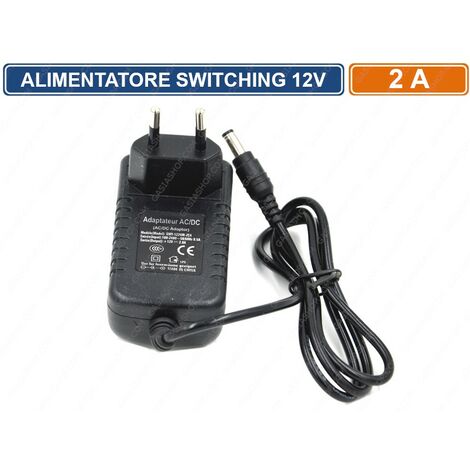 ALIMENTATORE SWITCHING 12V 2A 24W PER ILLUMINAZIONE E CCTV TELECAMERA CIRCUITO CHIUSO