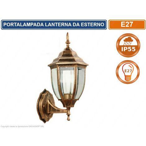 LAMPADA LANTERNA FARETTO DA MURO APPLIQUE DA GIARDINO E27 DA ESTERNO IP55 RAME ANTICATO