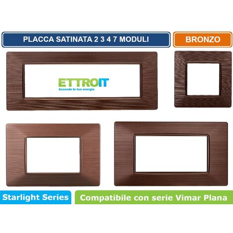 Placca compatibile Vimar Plana 3 moduli plastica colore bronzo satinato Ettroit EV85310 (1/5)