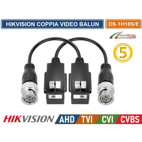 HIKVISION COPPIA VIDEO BALUN 5MP MEGAPIXEL 4IN1 HD-CVI HD-TVI AHD CVBS ...