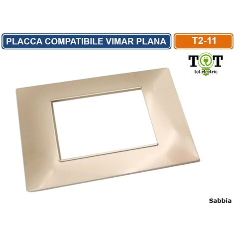 PLACCA 2M 3M 4M 7M POSTI COMPATIBILE VIMAR PLANA VARI COLORI SABBIA,4 POSTI