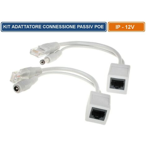 KIT CONNESSIONE POE PASSIVO PASSIVE CABLE POE KIT IP CAM VIDEOSORVEGLIANZA