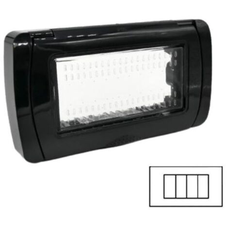 Coperchio Idrobox compatibile Vimar plana IP55 autoportante esterno impermeabile  T2- 4posti nero
