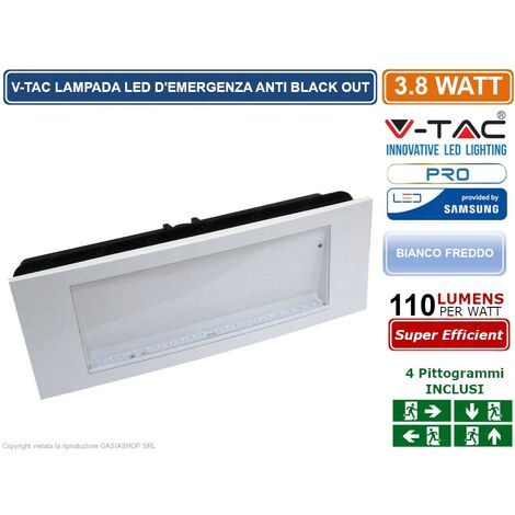 V-TAC VT-511S LAMPADA LED D'EMERGENZA ANTI BLACK OUT CHIP SAMSUNG DA INTERNO - SKU 899