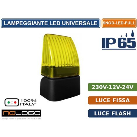 SEGNALATORE LUMINOSO LAMPEGGIANTE UNIVERSALE A LED LUCE FISSA O INTERMITTENTE CON SUPPORTO INTEGRATO IP65