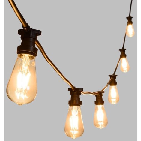Wisdom XC-3528 catena luminosa 10 mt cavo nero per 10 lampadine led E27 catenaria da esterno IP65