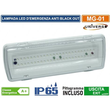 Lampada di emergenza da parete impermeabile 3.5W per esterno anti black out con segnaletica uscita