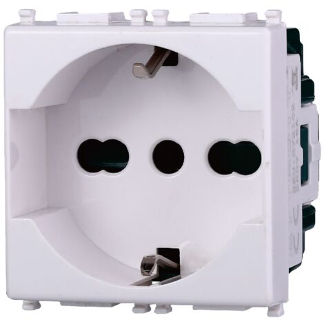 Presa schuko compatibile Vimar Plana 2P+T 10/16A 250V colore bianco Ettroit EV2102
