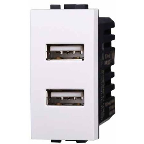 Modulo Presa Caricatore USB 5V 2,1A 2 Porte USB-A Colore BIANCO Compatibile Con Bticino Living Light