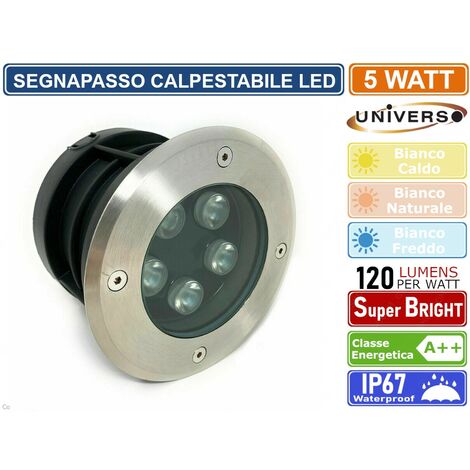 FARETTO SEGNAPASSO CALPESTABILE LED DA INTERRAMENTO 5 WATT SMD POWER LED IP67 - Colore Luce: Bianco Naturale