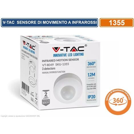 V-TAC VT-8049 SENSORE DI MOVIMENTO A INFRAROSSI PER LAMPADINE - SKU 1355