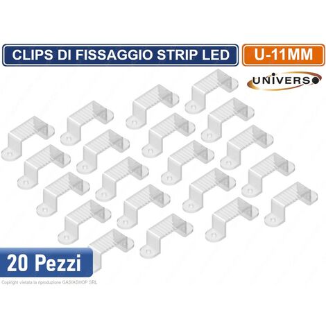 Cobee 100 Clip Per Strisce LED, Supporti Autoadesivi In Nylon PA66 Per Strisce Larghe Fino A 10 Mm, Colore Bianco/Rosso, 16x13 Mm