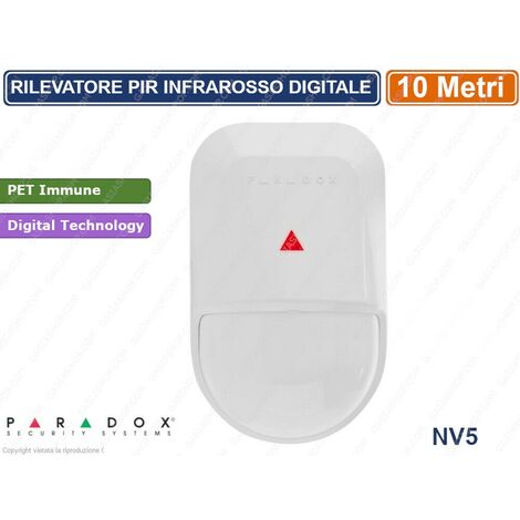 PARADOX NV5 RILEVATORE PIR INFRAROSSO CON TECNOLOGIA DIGITALE PET IMMUNE 10 MT