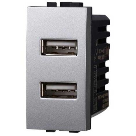 Presa Caricatore doppia USB Type-A compatibile Bticino Livinglight 5Vdc 2.1A colore tech