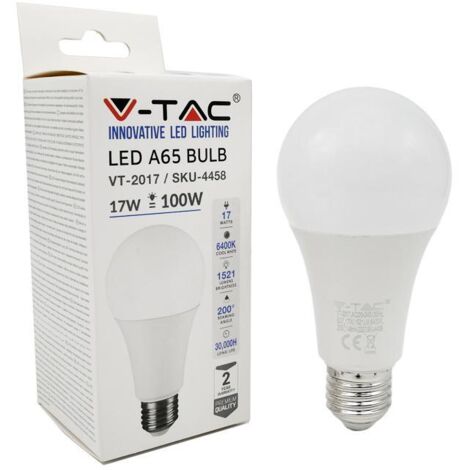 V-TAC VT-2017 LAMPADINA LED E27 17W BULB A65 - SKU 4456 / 4457 / 4458 - Colore Luce: Bianco Freddo