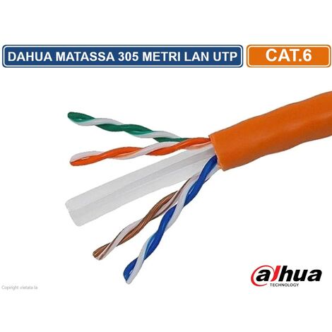 MATASSA BOBINA DAHUA CAVO RETE 305 METRI ETHERNET UTP CAT 6 4X2 AWG 24 LAN RJ45