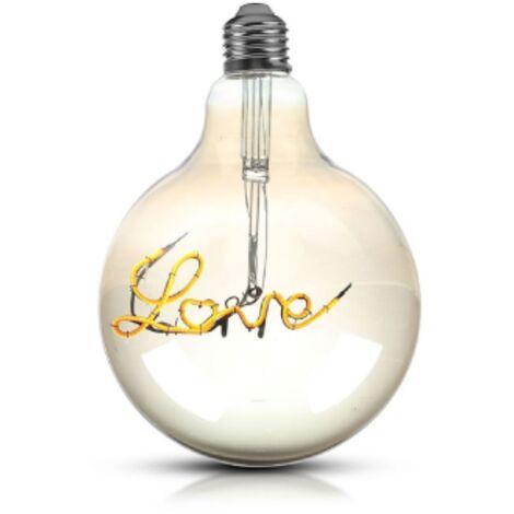 V-TAC VT-2205 LAMPADINA E27 FILAMENTO LED SCRITTA LOVE CUORE 5W GLOBO G125 VETRO OSCURATA DIMMERABILE - SKU 2700 (1/5)