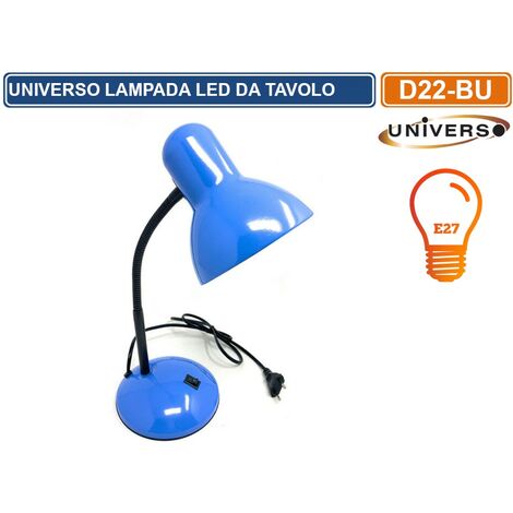 LAMPADA DA TAVOLO CON BRACCIO FLESSIBILE ATTACCO E27 DISPONIBILE CON COLORI ASSORTITI - Colore: Blu