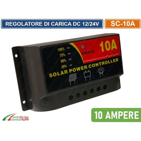 REGOLATORE DI CARICA 10A PWM PANNELLO SOLARE 12V 24V AUTOMATICO FOTOVOLTAICO