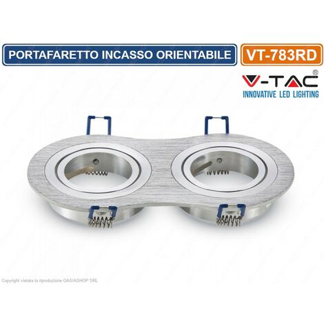 V-TAC VT-783RD PORTAFARETTO ORIENTABILE DA INCASSO PER 2 LAMPADINE GU10 E  GU5.3 - SKU 3602