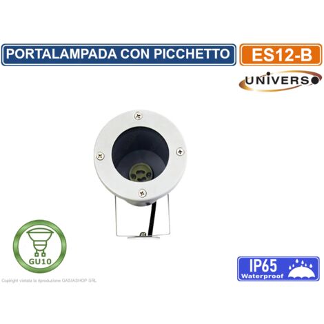 Faretto Da Giardino Orientabile IP65 Con Picchetto - Planetitaly SPOT - GU10 8W - Alluminio Bianco/Nero/Corten