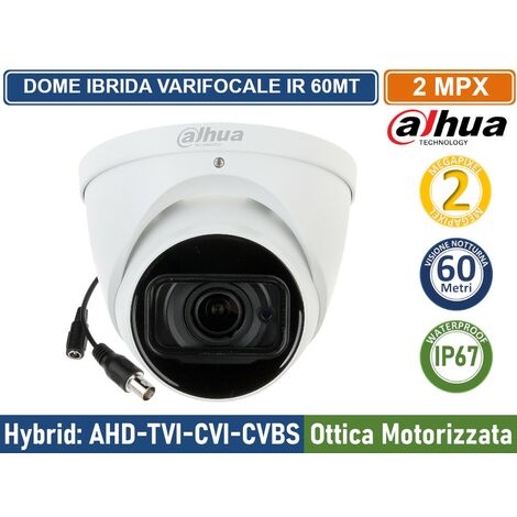 DAHUA TELECAMERA DOME IBRIDA 4in1 FULL HD 2MP OTTICA VARIFOCALE MOTORIZZATA IR 60 METRI IP67 CON AUDIO