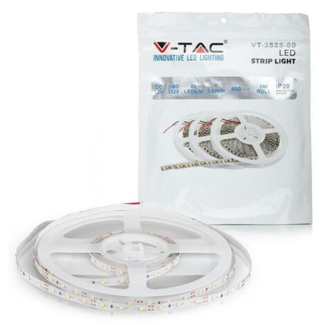 V-TAC STRISCIA LED 3528 MONOCOLORE 60LED/METRO - BOBINA DA 5 METRI - SKU 2016 / 2041 / 2005 - Colore Luce: Bianco Caldo