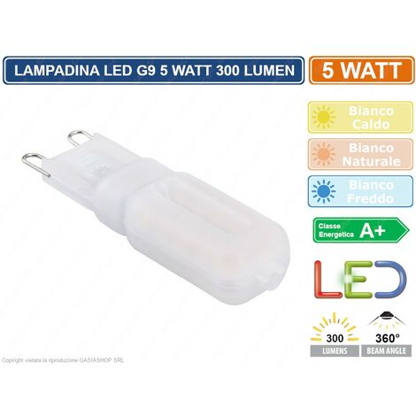 LAMPADINA LED BULB G9 5W 300 LUMEN 300° ALTA LUMINOSITA' 3000K 4200K 6500K - Colore Luce: Bianco Naturale