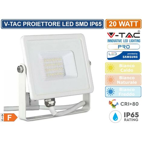 V-TAC PROIETTORE A LED BIANCO 4000K 20W CHIP SAMSUNG