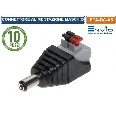 CONFEZIONE 10 PEZZI CONNETTORE ALIMENTAZIONE MASCHIO CON MORSETTO POLARIZZATO A CONNESSIONE RAPIDA