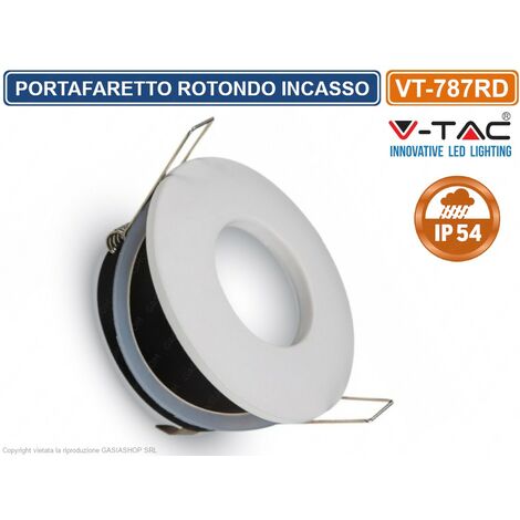 V-TAC VT-787RD PORTAFARETTO ROTONDO DA INCASSO IP54 PER LAMPADINE GU10 E GU5.3 - SKU 3613 IP54
