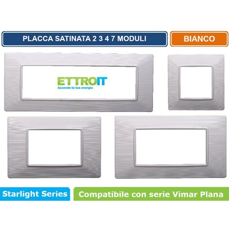 Placca compatibile Vimar Plana 4 moduli plastica colore bianco satinato Ettroit EV85401 (1/5)