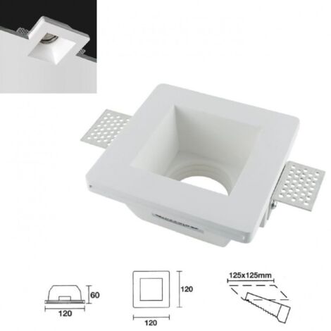 PORTAFARETTO DA INCASSO IN GESSO QUADRATO VERNICIABILE PER LAMPADINE GU10 MR16 (1/5)