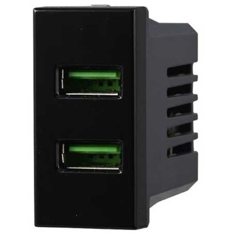 Presa Caricatore doppia USB Type-A compatibile Bticino Axolute 5Vdc 2.1A colore nero Ettroit AN2402