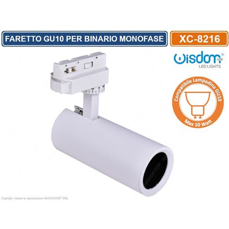 PORTAFARETTO LED PER BINARIO MONOFASE COMPATIBILE LAMPADINE GU10 DI COLORE BIANCO (1/2)
