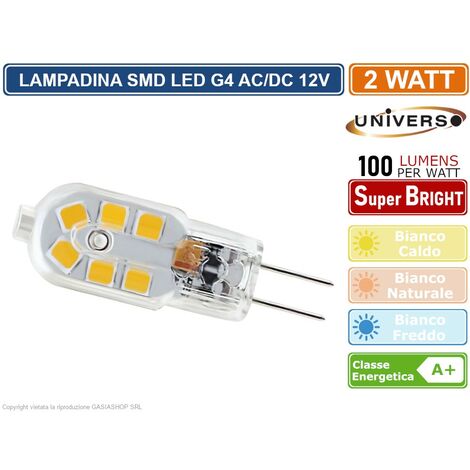 Vetrineinrete® Lampadina Led Attacco G4 2 Watt 12v 200 Lumen Luce Bianca Fredda 6500k Calda 3000k Naturale 4000k Faretto Equivalente 18 Watt Con Copertura Opaca C66 (Luce Calda 3000 K - Foto 5
