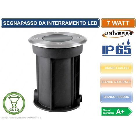 SEGNAPASSO PORTALAMPADA DA INTERRAMENTO CALPESTABILE CON LAMPADA GU10 7W IP65 - Colore Luce: Bianco Freddo