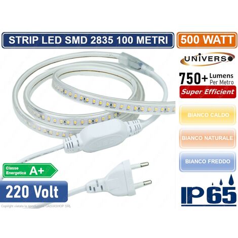 Striscia LED COB 220V 2m Bianco Naturale 4000K - IP65 Impermeabile Dimmerabile Con Spina