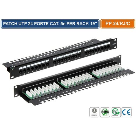 PANNELLO PATCH UTP 24 PORTE PER ARMADIO RACK 19"